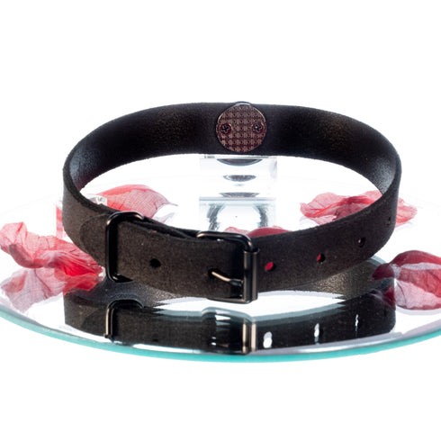 SiaLinda: Halsband Black Velvet, Veloursleder mit großem O-Ring 20mm, schwarz, Geschenkverpackung - SiaLinda.com